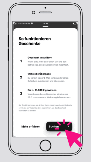 Mit Wealthman Aktien verschenken Schritt 2